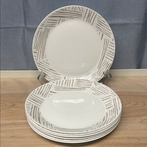 Corelle Everyday Expressions Glass Geometrica 7.5" Salad/Snack Plates set of 7